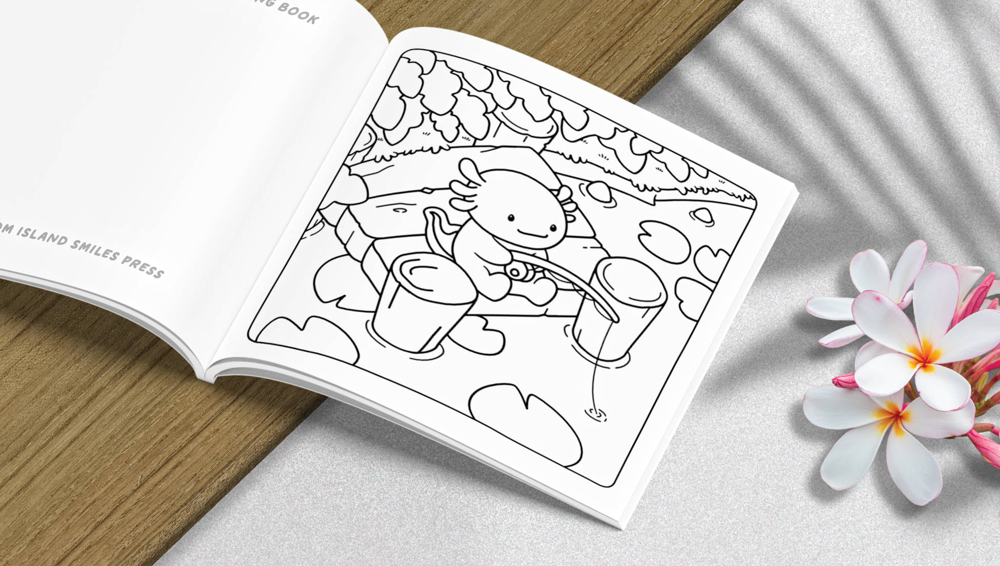 Cute Summer axolotl coloring page