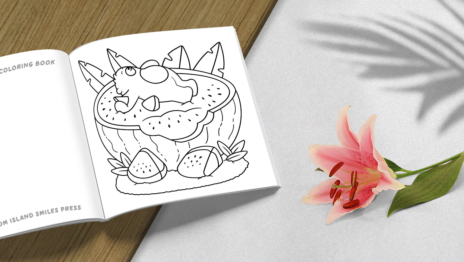 Cute Summer bear & watermelon coloring pages