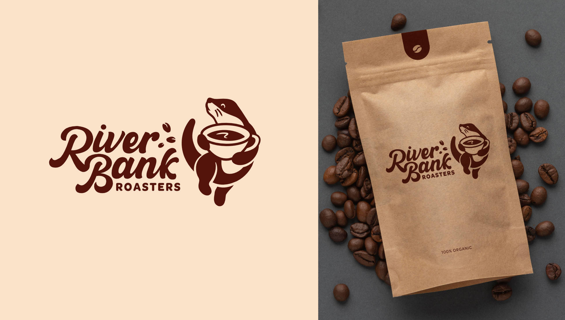 River Bank Roasters Riverside Cafe logo concept
